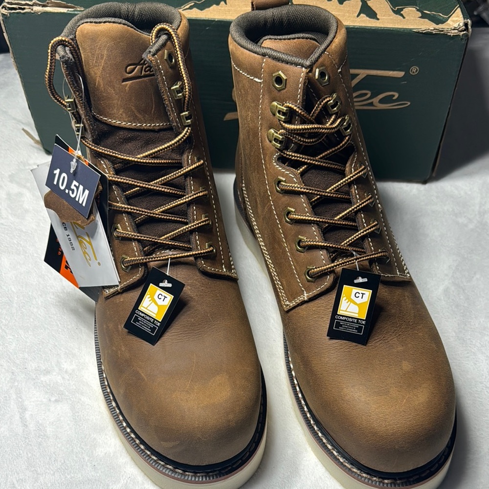 NWT MEADOW MEN'S 6" WORK BOOT - WHISKEY BROWN [COMP TOE, EH] SIZE 10.5M